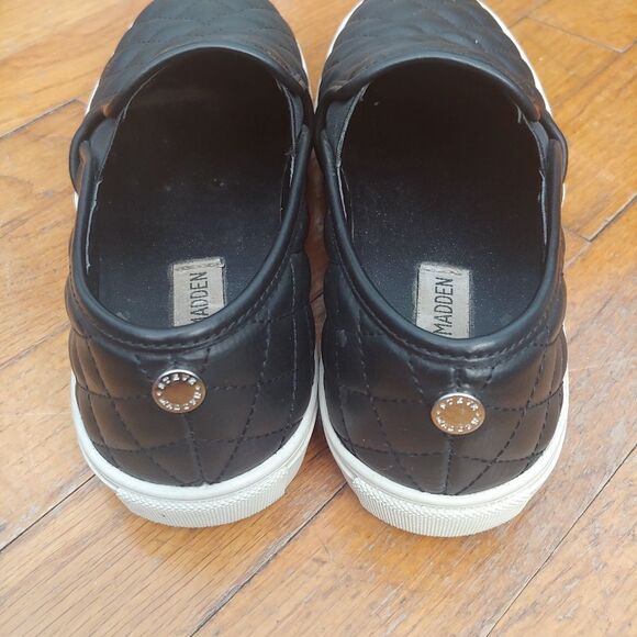 STEVE MADDEN Ecentrcq Leather Black Slip On Sneaker Size 7 - Picture 6 of 6